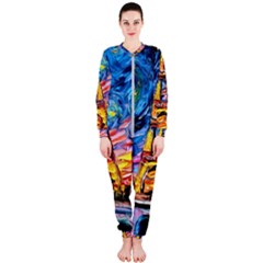 Eiffel Tower Starry Night Print Van Gogh Onepiece Jumpsuit (ladies)