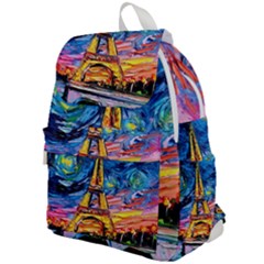 Eiffel Tower Starry Night Print Van Gogh Top Flap Backpack by Sarkoni