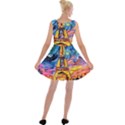 Eiffel Tower Starry Night Print Van Gogh Velvet Skater Dress View2