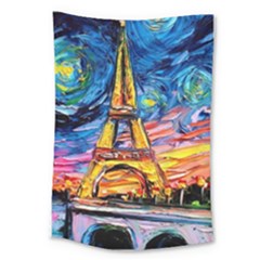 Eiffel Tower Starry Night Print Van Gogh Large Tapestry by Sarkoni