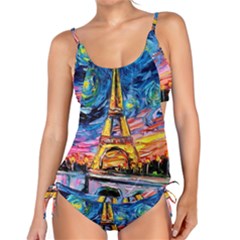 Eiffel Tower Starry Night Print Van Gogh Tankini Set by Sarkoni