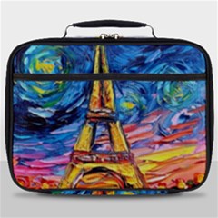 Eiffel Tower Starry Night Print Van Gogh Full Print Lunch Bag by Sarkoni