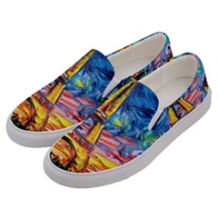 Eiffel Tower Starry Night Print Van Gogh Men s Canvas Slip Ons by Sarkoni