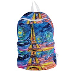 Eiffel Tower Starry Night Print Van Gogh Foldable Lightweight Backpack