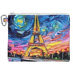 Eiffel Tower Starry Night Print Van Gogh Canvas Cosmetic Bag (xxl) by Sarkoni