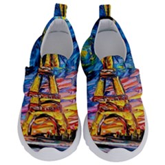 Eiffel Tower Starry Night Print Van Gogh Kids  Velcro No Lace Shoes