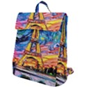 Eiffel Tower Starry Night Print Van Gogh Flap Top Backpack View1