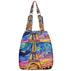 Eiffel Tower Starry Night Print Van Gogh Center Zip Backpack by Sarkoni