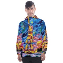 Eiffel Tower Starry Night Print Van Gogh Men s Front Pocket Pullover Windbreaker