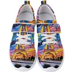 Eiffel Tower Starry Night Print Van Gogh Men s Velcro Strap Shoes by Sarkoni