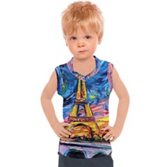 Eiffel Tower Starry Night Print Van Gogh Kids  Sport Tank Top