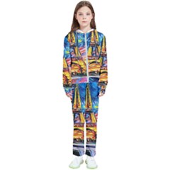 Eiffel Tower Starry Night Print Van Gogh Kids  Tracksuit by Sarkoni