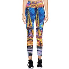 Eiffel Tower Starry Night Print Van Gogh Pocket Leggings  by Sarkoni