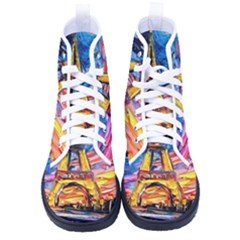 Eiffel Tower Starry Night Print Van Gogh Men s High-top Canvas Sneakers by Sarkoni