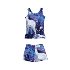 Unicorn Starry Night Print Van Gogh Kids  Boyleg Swimsuit by Sarkoni