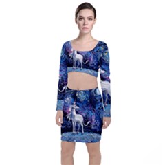 Unicorn Starry Night Print Van Gogh Top And Skirt Sets by Sarkoni