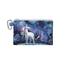 Unicorn Starry Night Print Van Gogh Canvas Cosmetic Bag (small) by Sarkoni