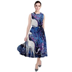 Unicorn Starry Night Print Van Gogh Round Neck Boho Dress by Sarkoni