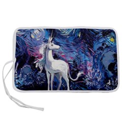 Unicorn Starry Night Print Van Gogh Pen Storage Case (l) by Sarkoni