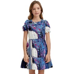 Unicorn Starry Night Print Van Gogh Kids  Puff Sleeved Dress by Sarkoni