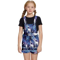 Unicorn Starry Night Print Van Gogh Kids  Short Overalls by Sarkoni