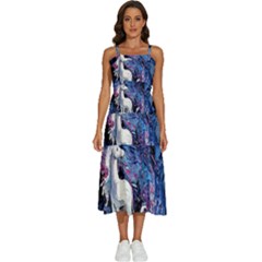 Unicorn Starry Night Print Van Gogh Sleeveless Shoulder Straps Boho Dress by Sarkoni