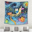 Cartoon Parody  Art Starry Night Van Gogh Square Tapestry (Large) View2