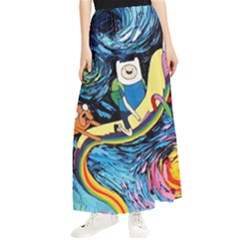 Cartoon Parody  Art Starry Night Van Gogh Maxi Chiffon Skirt by Sarkoni