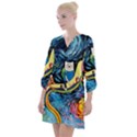 Cartoon Parody  Art Starry Night Van Gogh Open Neck Shift Dress View1