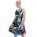 Cartoon Parody  Art Starry Night Van Gogh Knee Length Skater Dress View1