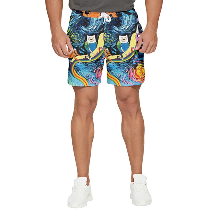 Cartoon Parody  Art Starry Night Van Gogh Men s Runner Shorts