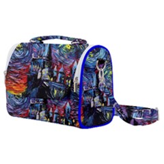 Castle Starry Night Print Van Gogh Parody Satchel Shoulder Bag by Sarkoni