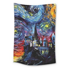 Castle Starry Night Print Van Gogh Parody Large Tapestry by Sarkoni