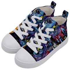 Castle Starry Night Print Van Gogh Parody Kids  Mid-top Canvas Sneakers