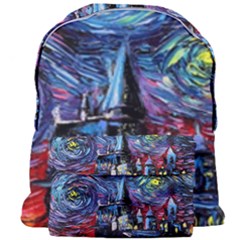 Castle Starry Night Print Van Gogh Parody Giant Full Print Backpack by Sarkoni