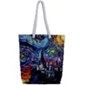 Castle Starry Night Print Van Gogh Parody Full Print Rope Handle Tote (Small) View2