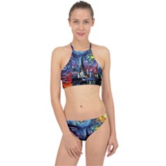 Castle Starry Night Print Van Gogh Parody Halter Bikini Set by Sarkoni