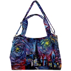 Castle Starry Night Print Van Gogh Parody Double Compartment Shoulder Bag by Sarkoni