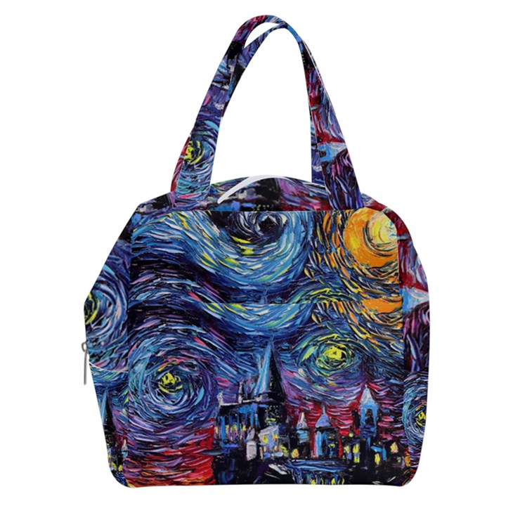 Castle Starry Night Print Van Gogh Parody Boxy Hand Bag