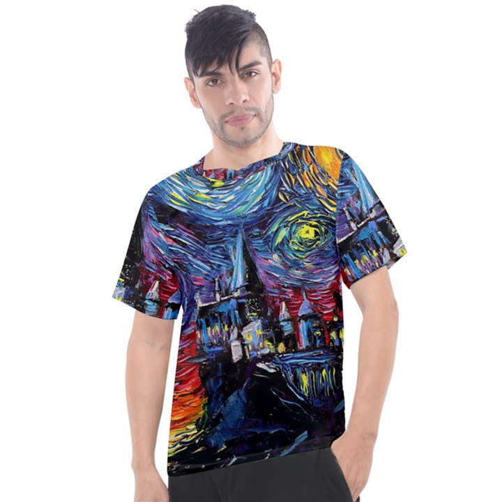 Castle Starry Night Print Van Gogh Parody Men s Sport Top