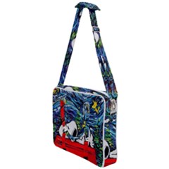 Dog Cartoon Vincent Van Gogh s Starry Night Parody Cross Body Office Bag by Sarkoni