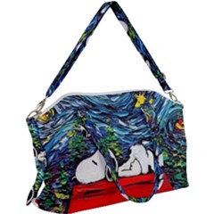 Dog Cartoon Vincent Van Gogh s Starry Night Parody Canvas Crossbody Bag by Sarkoni