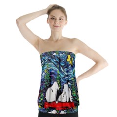 Dog Cartoon Vincent Van Gogh s Starry Night Parody Strapless Top by Sarkoni