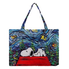 Dog Cartoon Vincent Van Gogh s Starry Night Parody Medium Tote Bag by Sarkoni