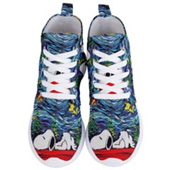 Dog Cartoon Vincent Van Gogh s Starry Night Parody Women s Lightweight High Top Sneakers by Sarkoni