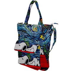 Dog Cartoon Vincent Van Gogh s Starry Night Parody Shoulder Tote Bag by Sarkoni