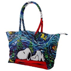 Dog Cartoon Vincent Van Gogh s Starry Night Parody Canvas Shoulder Bag by Sarkoni