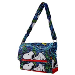 Dog Cartoon Vincent Van Gogh s Starry Night Parody Full Print Messenger Bag (m) by Sarkoni