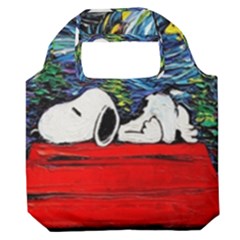 Dog Cartoon Vincent Van Gogh s Starry Night Parody Premium Foldable Grocery Recycle Bag by Sarkoni