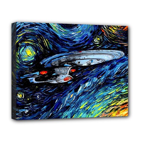 Spaceship Galaxy Parody Art Starry Night Deluxe Canvas 20  X 16  (stretched) by Sarkoni